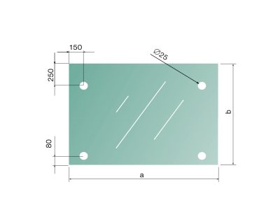 Inox set za staklenu nadstrešnicu sa zatezačima m12 (bez stakla) 150x100 cm, Inox 304 (kontinent) - Slika 3